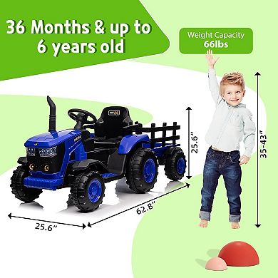 12V Kids Ride-On Tractor with Remote Control, 35W Dual Motors & Bluetooth Music