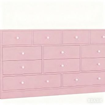 12 Drawer 61 Inch Wood Dresser with Power Outlet, Wide Chest of Drawers
