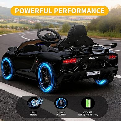 12V Lamborghini Ride-On Car for Kids, with Remote, MP3 & LED Lights
