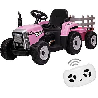 12V Ride-On Tractor with Parental Control & Detachable Trailer. Interactive Toy for Ages 3-6.25W