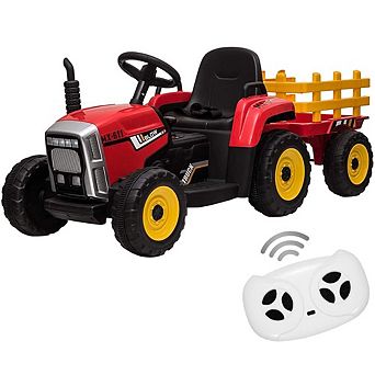 12V Ride-On Tractor with Parental Control & Detachable Trailer. Interactive Toy for Ages 3-6.25W