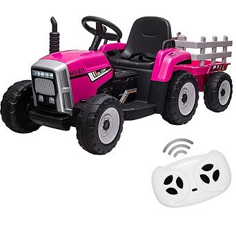 12V Ride-On Tractor with Parental Control & Detachable Trailer. Interactive Toy for Ages 3-6.25W