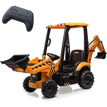 12V Kids 4-in-1 Ride-On Excavator with Remote Control & Adjustable Seat