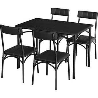 5 pc Mid-Century Dining Set with 4 Upholstered Chairs Space-Saving Table for Apartment