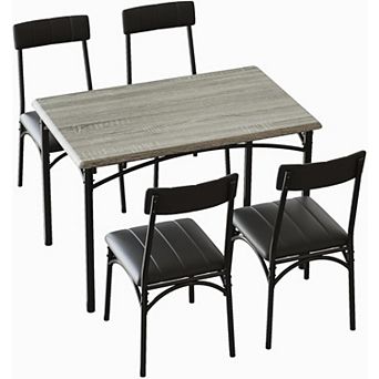5 pc Mid-Century Dining Set with 4 Upholstered Chairs Space-Saving Table for Apartment