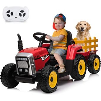 12V Kids Ride-On Tractor with Remote Control, 5 mph, LED Lights for Ages 3-6