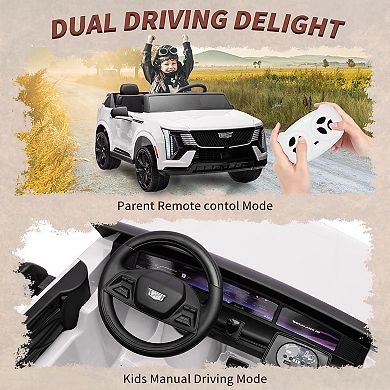 24V Kids Ride-On Truck, Parent Remote, 2-Seater Cadillac, Bluetooth & LED Lights