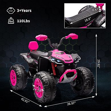 24V 2-Seater Kids ATV, 800W Electric Quad 4 Wheeler, Bluetooth, MP3, Spring Suspension & Knee Pads