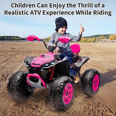 24V 2-Seater Kids ATV, 800W Electric Quad 4 Wheeler, Bluetooth, MP3, Spring Suspension & Knee Pads