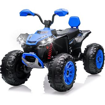 24V 2-Seater Kids ATV, 800W Electric Quad 4 Wheeler, Bluetooth, MP3, Spring Suspension & Knee Pads
