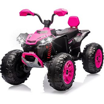 24V 2-Seater Kids ATV, 800W Electric Quad 4 Wheeler, Bluetooth, MP3, Spring Suspension & Knee Pads