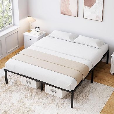 Metal Platform Bed Frame with Large Under Bed Storage, Heavy Duty Steel Slats, Noise Free&Non-Slip