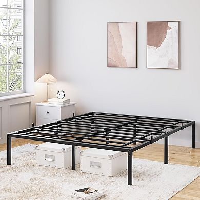 Metal Platform Bed Frame with Large Under Bed Storage, Heavy Duty Steel Slats, Noise Free&Non-Slip