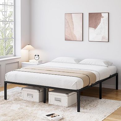 Metal Platform Bed Frame with Large Under Bed Storage, Heavy Duty Steel Slats, Noise Free&Non-Slip
