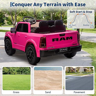 24V RAM 2500 Licensed Kids Ride-On Truck, 2-Seater w/ Parent Remote & Bluetooth, 3 Speeds