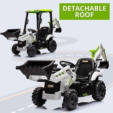 12V Kids 4-in-1 Ride-On Excavator with Remote Control & Adjustable Seat