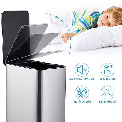 Fancihabor 2.6 Gallon Small Bathroom Step Trash Can with Removable Inner Bucket