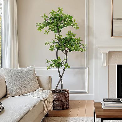 100-Light Pre-Potted Artificial Olive Tree, Faux Indoor Plant for Home & Office