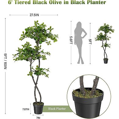 100-Light Pre-Potted Artificial Olive Tree, Faux Indoor Plant for Home & Office