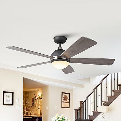 52" Modern Gray Wooden Ceiling Fan with Light and Remote