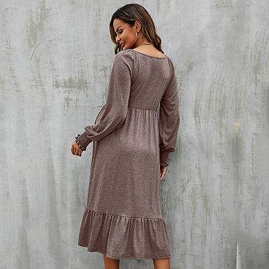 Women's Maternity Dress Ruffle Long Sleeve Pregnancy Clothes