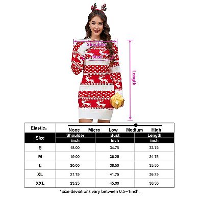 Women's Christmas Elk Color Block Knitted Sweater Dress