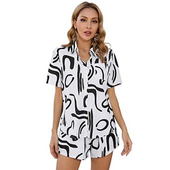 Women's Two-Piece Short Sleeve Set Casual Loose-Fit Tracksuit with Pockets