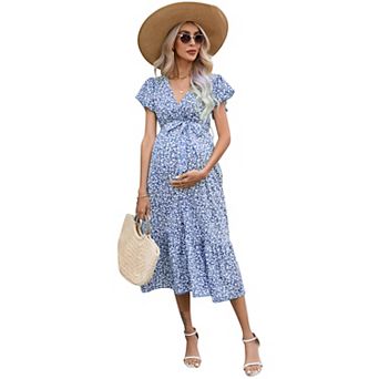 Women's Maternity Short Sleeve V Neck Dress