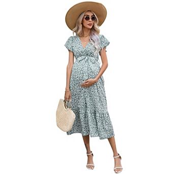 Women's Maternity Short Sleeve V Neck Dress