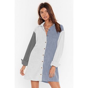 Women's Color Block Button Down Shirt Dress