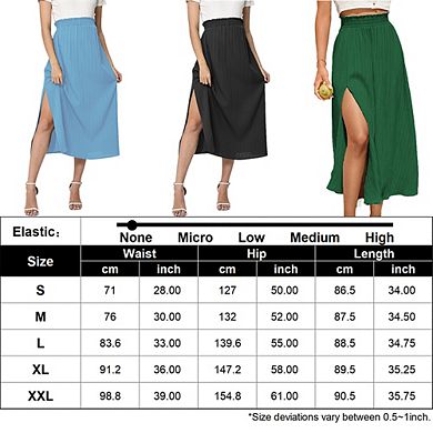 Women's High Waist Dress Floral Print Pleated Maxi Casual Flowy Swing A Line Long Skirts