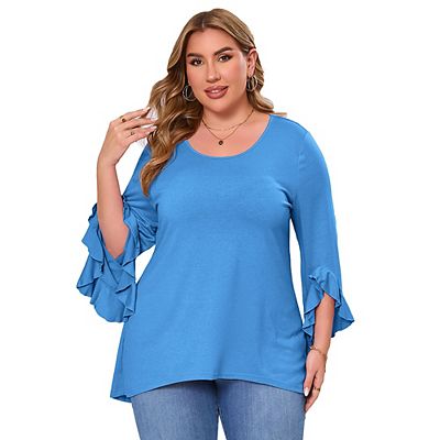 plus size dress shirts womens Amazon.com: ellos Women's Plus Size Long Sleeve Button-Down Shirt Oversized  Tunic Blouse