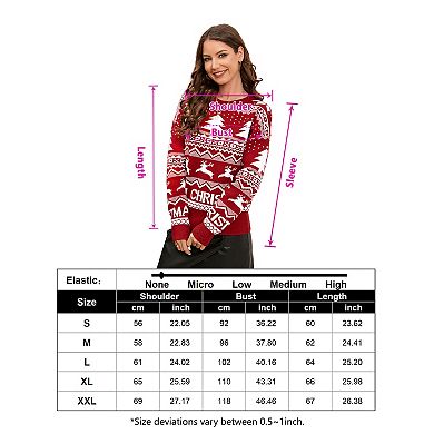 Women's Pullover Sweater Contrast Christmas Elk Knit Top