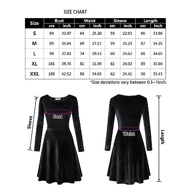Women Velvet Formal Long Sleeves Dress