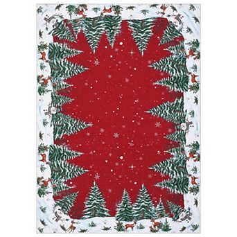 Red Snowman Deer Tree Christmas Area Rug Winter Home Washable Rug for Entryway Bedroom Living Room
