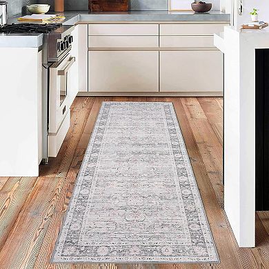 Vintage Style Area Rugs, Non-Slip Reversible Machine Washable Rug, Soft Rug for Living Room Bedroom