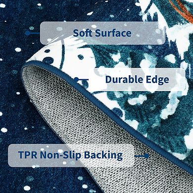 Christmas Santa Claus Rug Machine Washable Non-Slip Faux Wool Low Pile Carpet Living Room Kitchen