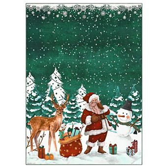 Christmas Santa Claus Rug Machine Washable Non-Slip Faux Wool Low Pile Carpet Living Room Kitchen
