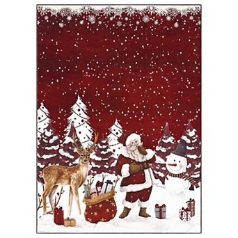 Christmas Santa Claus Rug Machine Washable Non-Slip Faux Wool Low Pile Carpet Living Room Kitchen