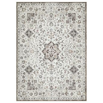 Vintage Boho Area Rug, Machine Washable Non-Slip Low Pile Carpet for Living Room Dining Room