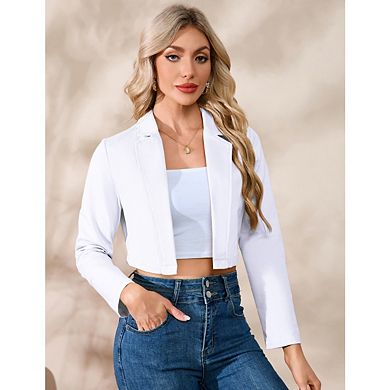Women's Fashion Notched Lapel Long Sleeve Jackets Business Cropped Blazer