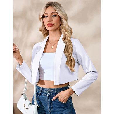 Women's Fashion Notched Lapel Long Sleeve Jackets Business Cropped Blazer