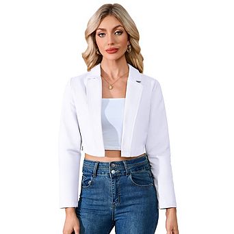 Women's Fashion Notched Lapel Long Sleeve Jackets Business Cropped Blazer