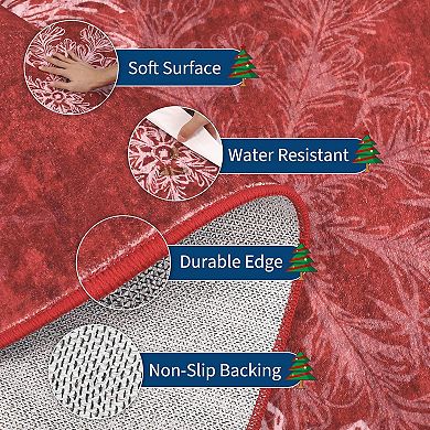 Christmas Washable, Area Rugs Non Slip Living Room Rug, Snowflake Soft Xmas Decor for Nursery Office