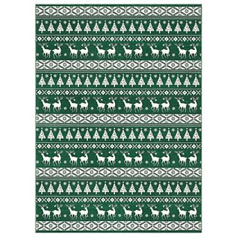 Christmas Hallway Runner Rug 2x6, Multicolor Snowflake Washable Non-Slip Low Pile Boho Carpet