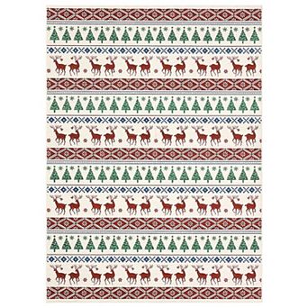 Christmas Hallway Runner Rug 2x6, Multicolor Snowflake Washable Non-Slip Low Pile Boho Carpet