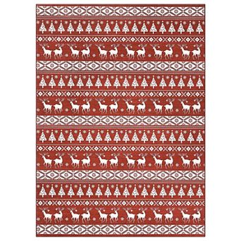 Christmas Hallway Runner Rug 2x6, Multicolor Snowflake Washable Non-Slip Low Pile Boho Carpet