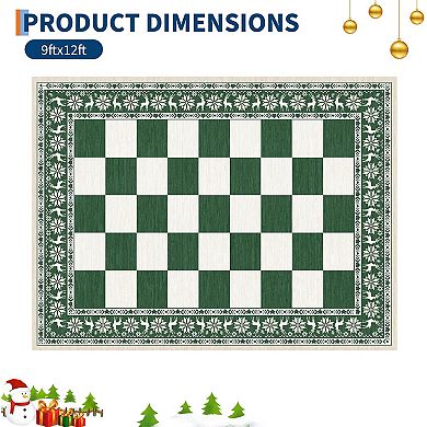 Washable Rug for Christmas Decor, Non Slip Carpet, Checkered Soft Low Pile Christmas Rug for Bedroom