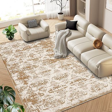 Floral Printed Indoor Mat Soft Non Slip Area Rugs Low Pile Washable Rug Modern Rug for Living Room