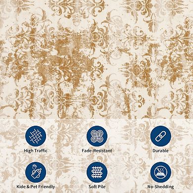 Floral Printed Indoor Mat Soft Non Slip Area Rugs Low Pile Washable Rug Modern Rug for Living Room